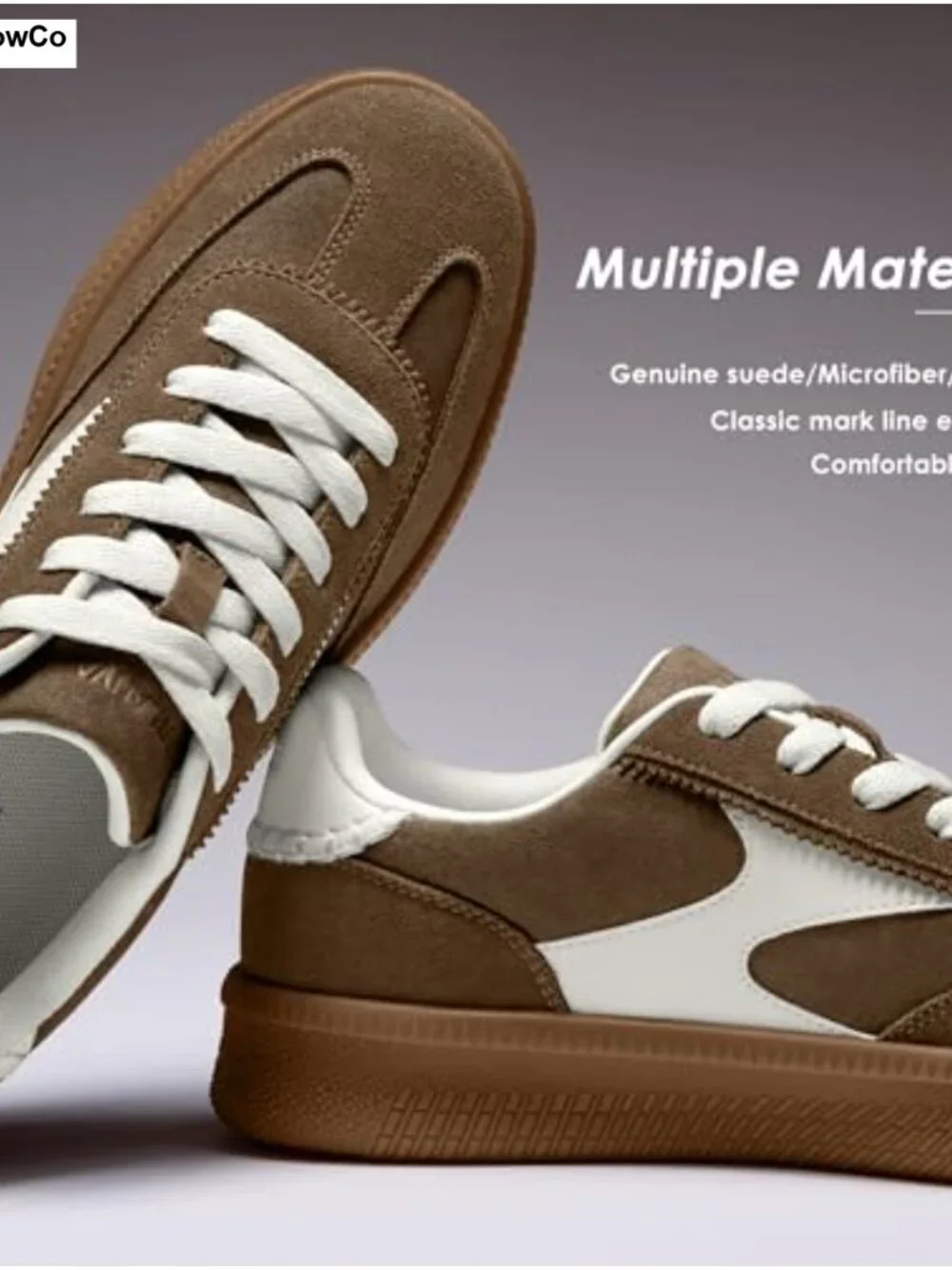 Women's Fashion Sneakers - Genuine Suede Retro Gum Sole Lace-Up Casual Tennis